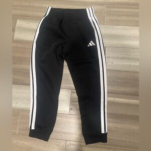 Adidas Kids Black Sweatpants with White Stripes Size S